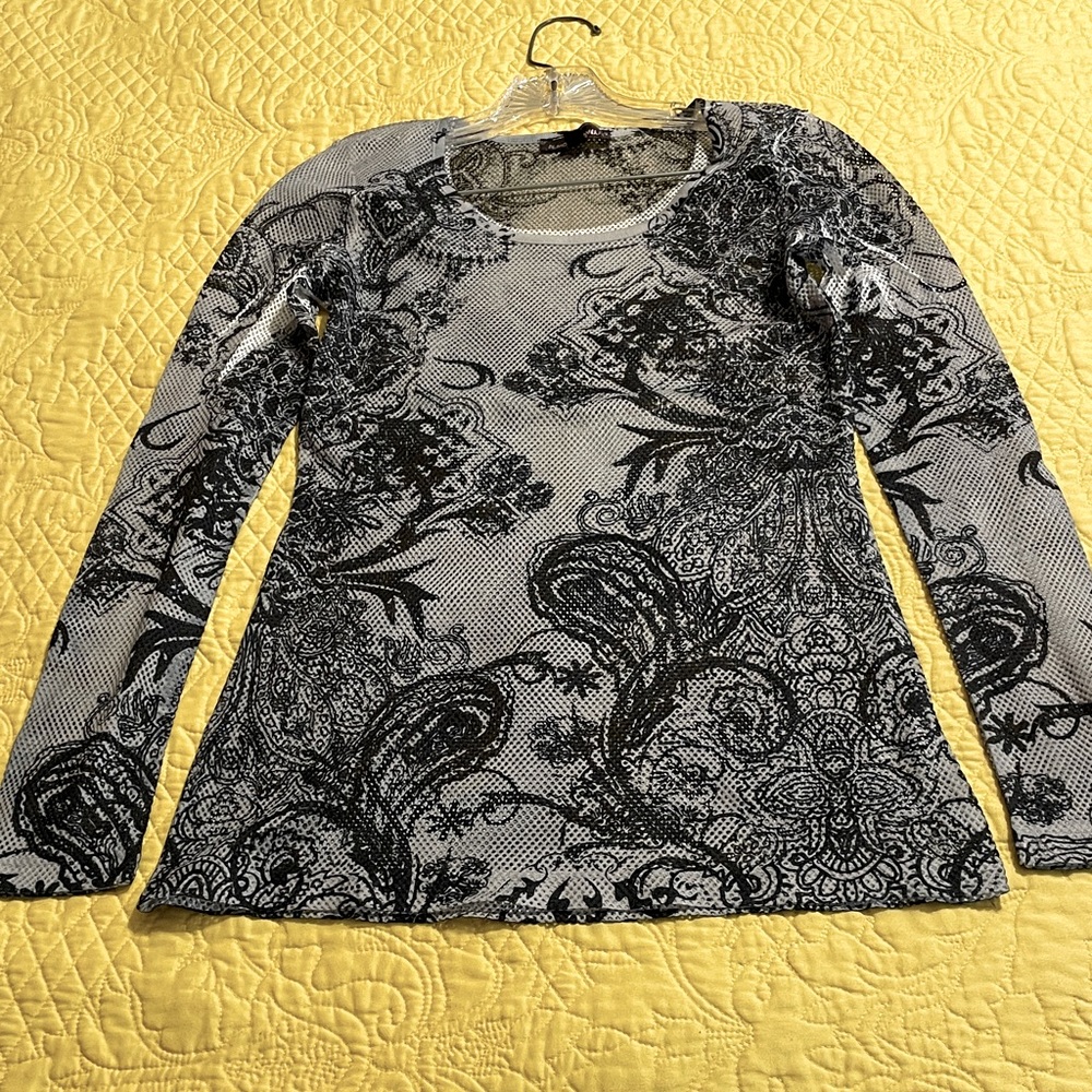 Chic Black and Gray Floral Women's Top